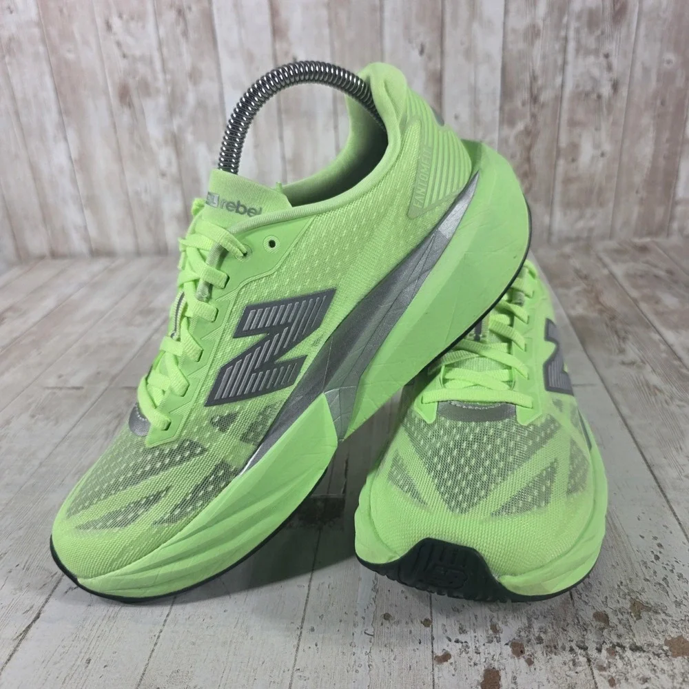 New Balance FuelCell Rebel v4 Neon Lime Green Silver‎ Run Shoes WFCXLZ5 Mens 8